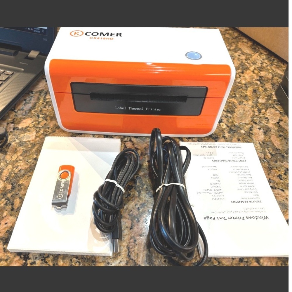 Comer CX418HD Logistics Thermal Label Printer Orange White High Def New - Picture 2 of 4